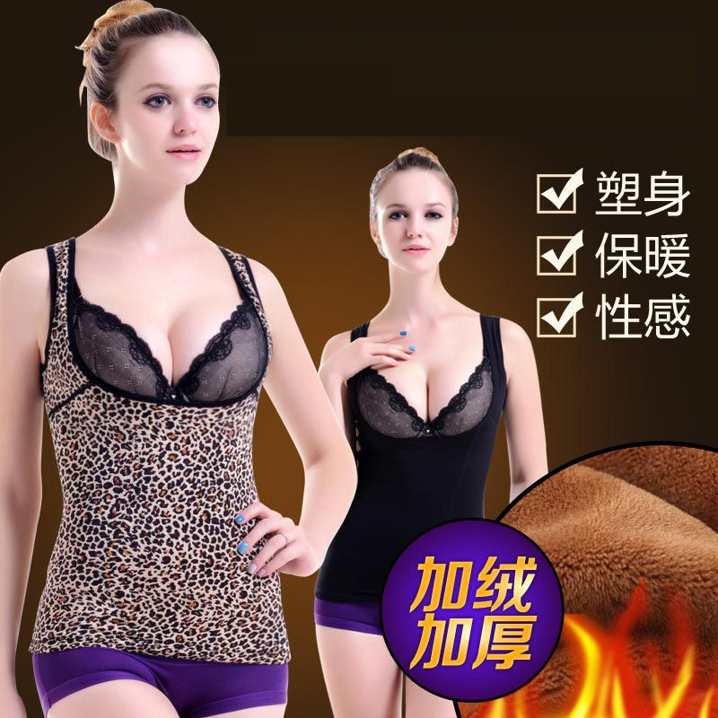 厂家批发NY076加绒加厚保暖上衣托胸收腹加绒内衣 C