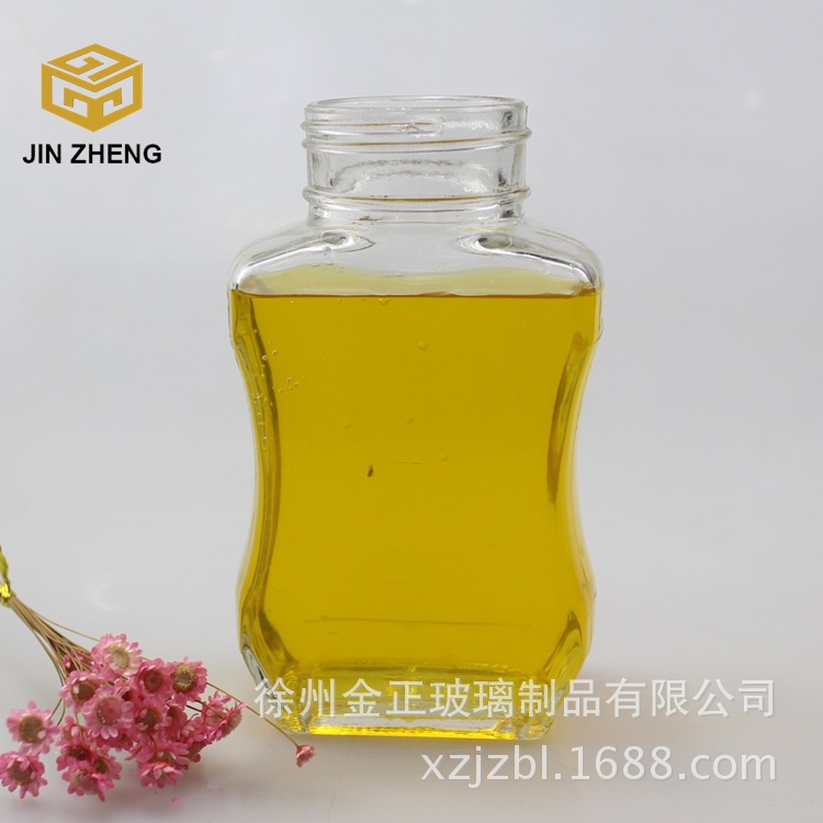 玻璃瓶厂家生产定做 350ml扁形玻璃蜂蜜瓶 食品级异形灌装玻璃瓶