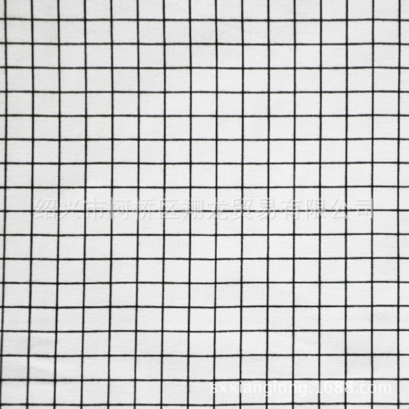 【翔龙印花 XL贵族麻-31】经典1公分小格子几何棉麻印花面料
