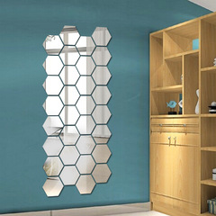 Factory cross-border foreign trade hexagonal acrylic mirror DIY wall sticker 3D three-dimensional wall sticker home decoration with adhesive backing