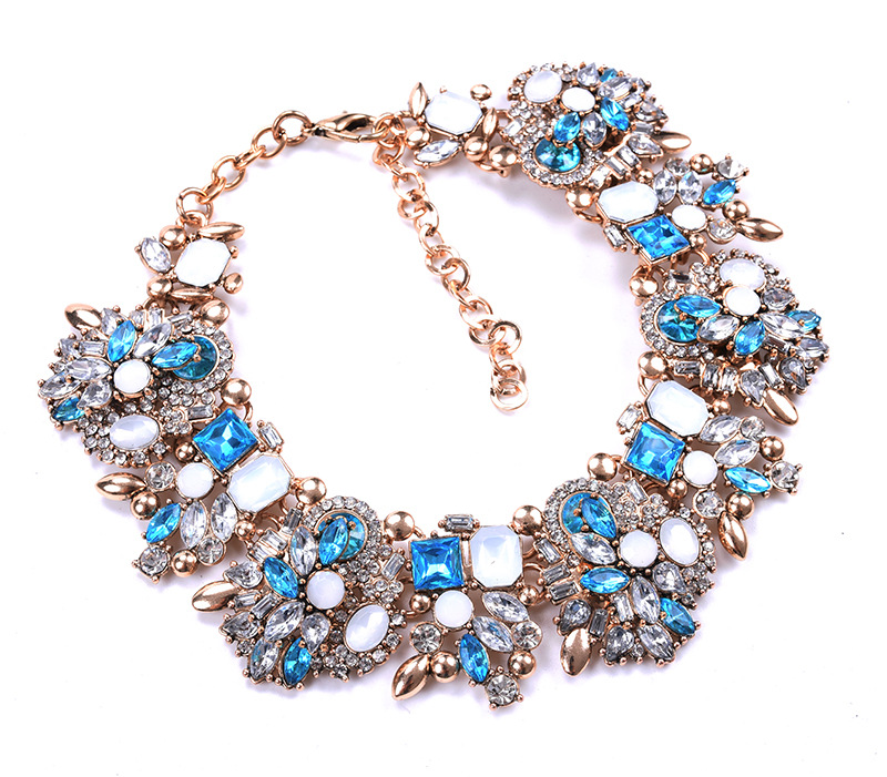 Mode Fleur Cristal Artificiel Alliage Placage Strass Femmes Collier display picture 2