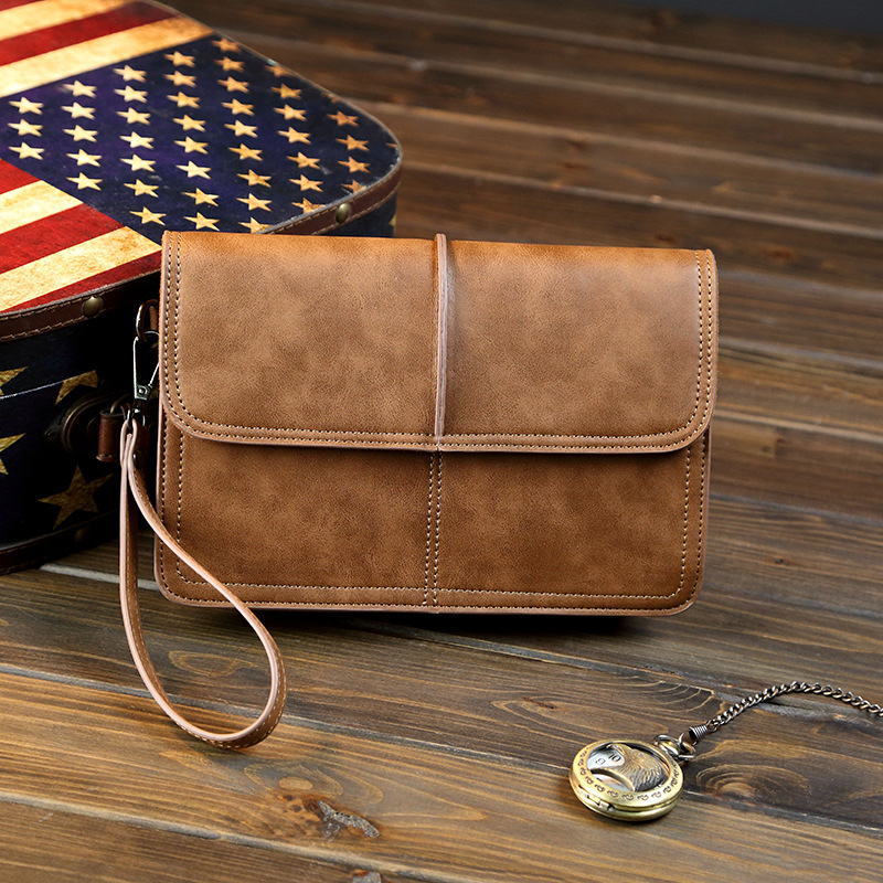 Polyester Cotton Lining Material Men's Solid Color Pu Leather Magnetic Buckle Long Wallets
