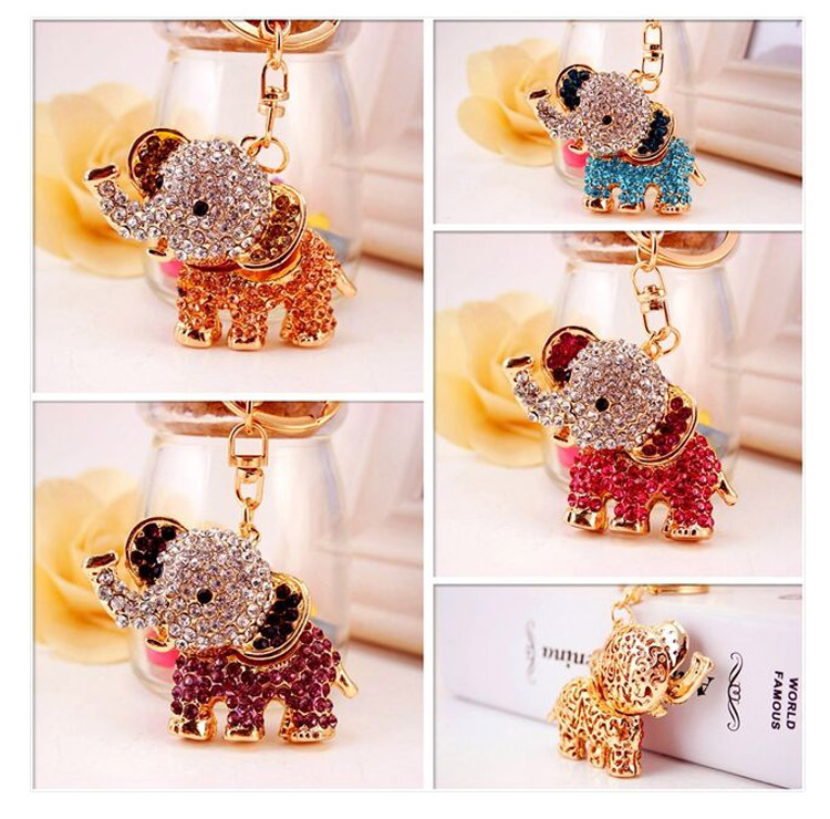 Creative Diamond Cute Cartoon Elephant Keychain display picture 20