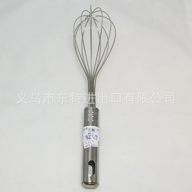 Factory direct sales of stainless steel nine-bead egg beater, steel-handled household baking supplies, manual egg beater detail image 6