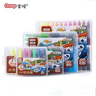 掌握ZW--601旋轉炫彩棒12色24色36色水溶性絲滑可洗兒童油畫棒