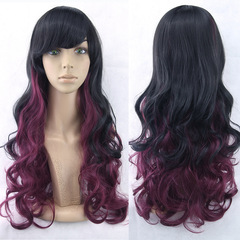 European and American new gradient color cosplay anime wig COS Harajuku style colorful female long curly hair headgear lolita