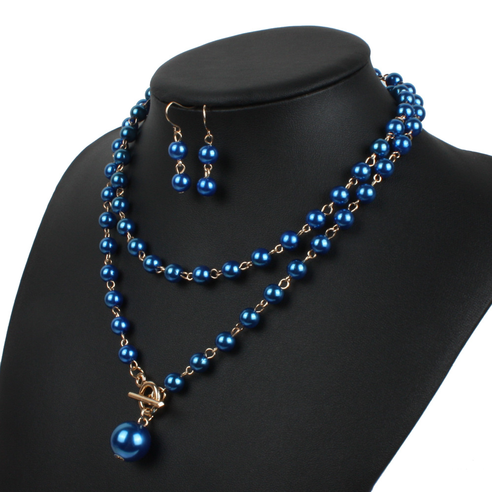 Occident and the United States pearlNecklace Set (red)NHCT0061-red