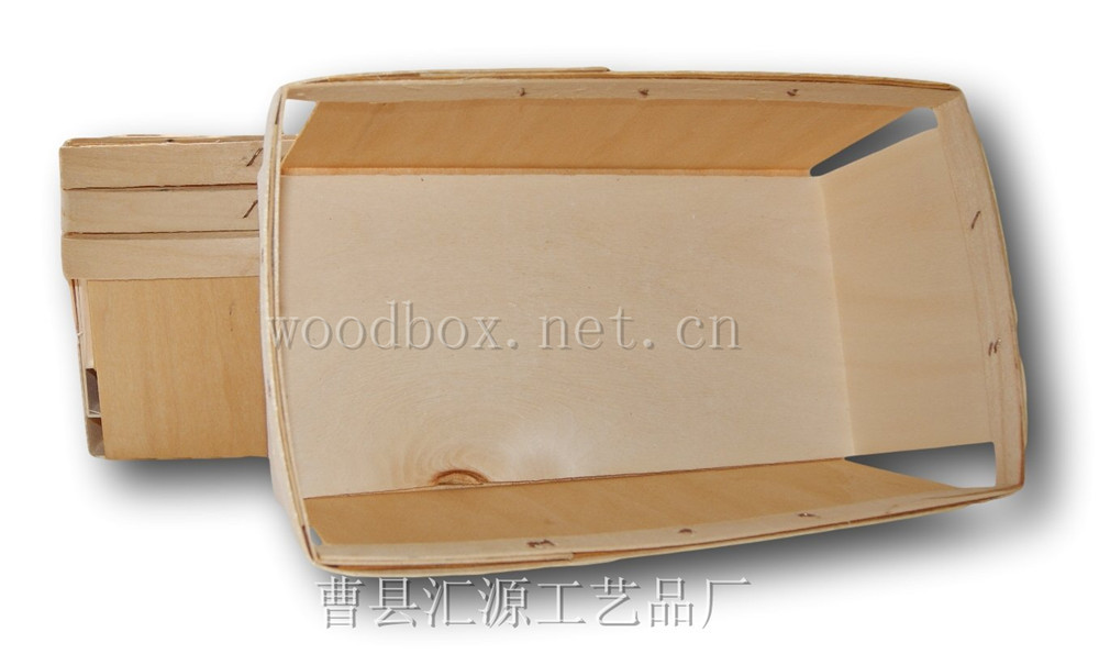 2 厂家定制长方形一次性薄木皮木片编织小水果筐  木制工艺品