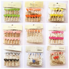 12 Creative Colorful Heart-Shaped Photo Clips with 2-Meter Jute Rope—Perfect for Photo Wall Decorations and Wedding Celebrations