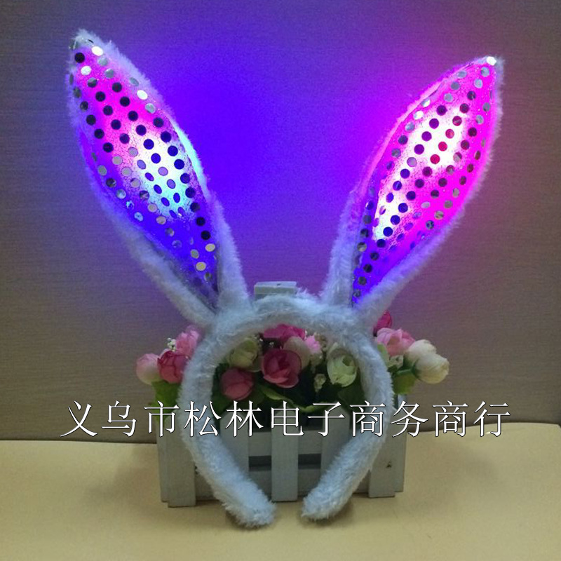 亮片兔带灯白色