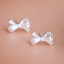 蝴蝶結耳釘女銀耳環s925純銀氣質日韓國甜美時尚簡約個性百搭清新