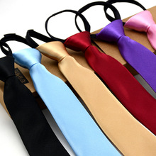 純色學生易拉得方便領帶 免打結韓版學生制服窄版拉鏈領帶