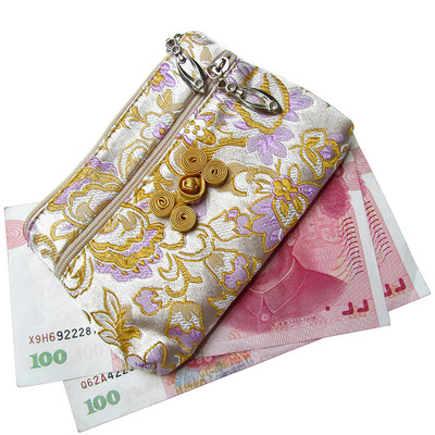 wholesale Dual zippers Brocade coin purse Zero purse lady Tapestry wallet Customizable