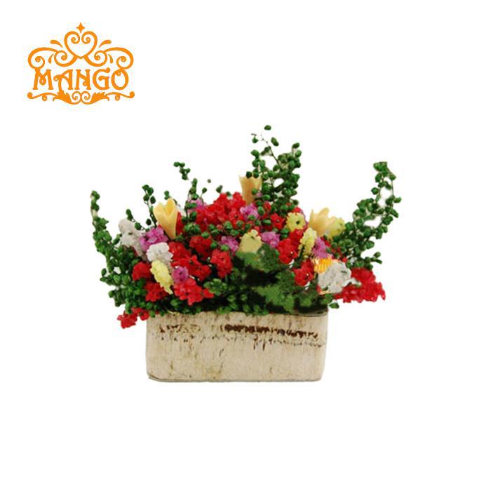 1:12 Dollhouse mini planta modelo acabado flor arcilla hecha a mano pequeña flor rota maceta de racimo