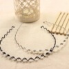 Hair accessory from pearl, wavy steel wire, headband, beaded bracelet handmade, Korean style, simple and elegant design