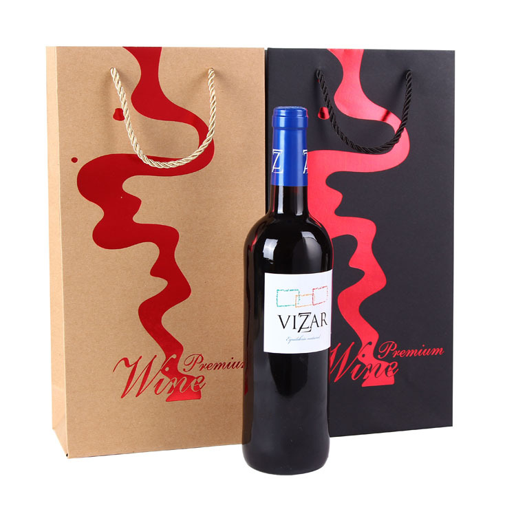加厚黑卡双支酒袋 高档烫金红酒袋礼品袋 红酒手提袋包装袋
