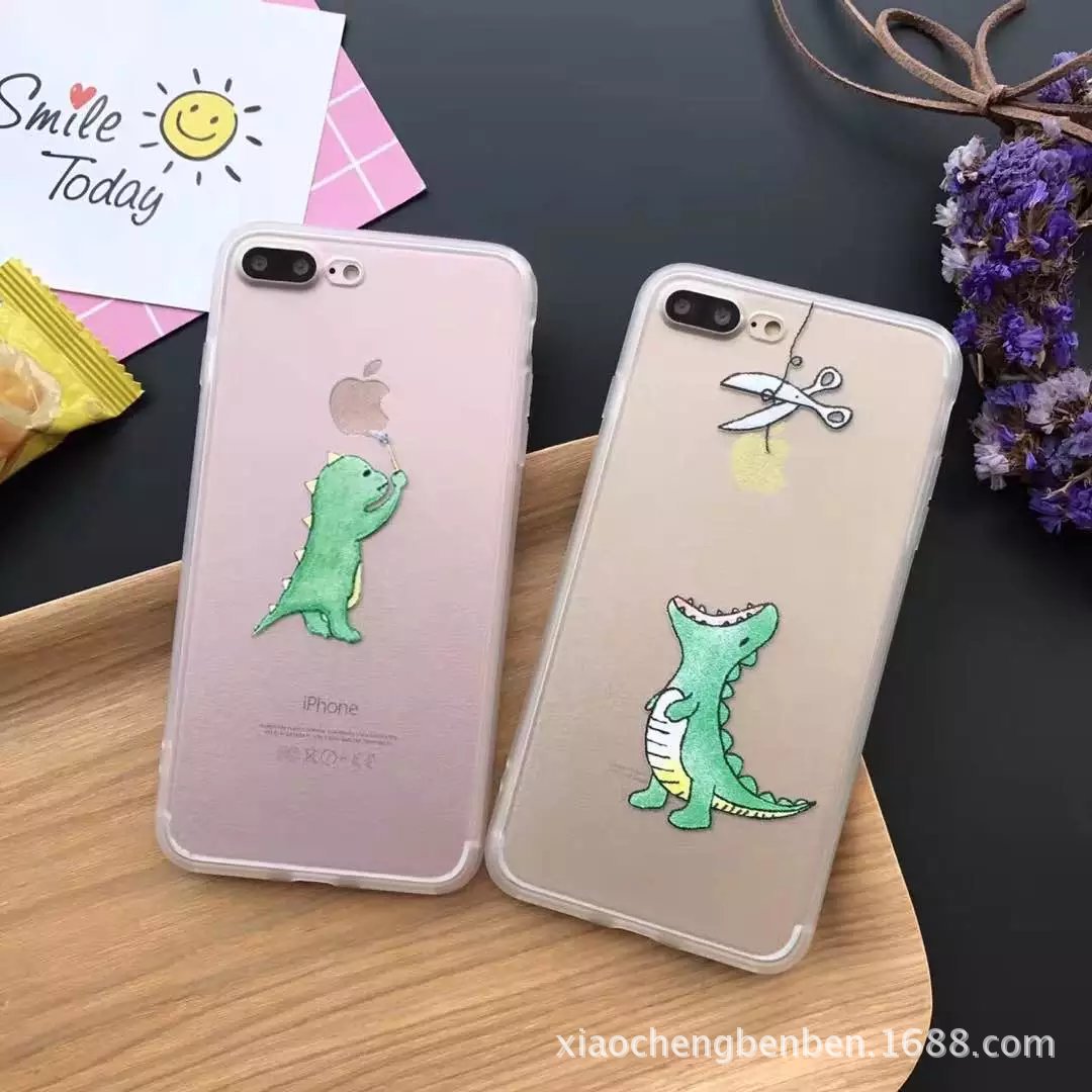 日韩小恐龙蚕丝苹果iPhone7\/7s Plus手机壳萌