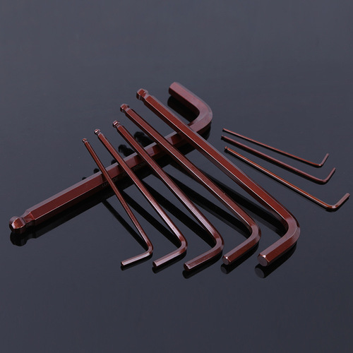 S29 set of bronze hexagonal wrenches, multi-specification medium-length and extended L-shaped wrenches, metric ball head hexagonal wrenches