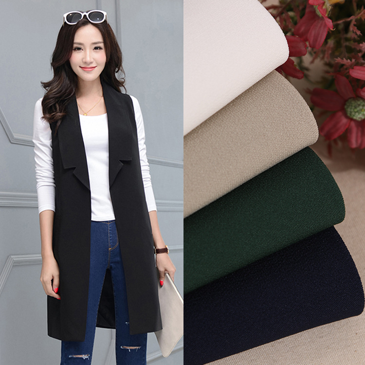 厂家直销 时尚马甲短裤小西装面料 200D多色双层麻梭织涤纶面料