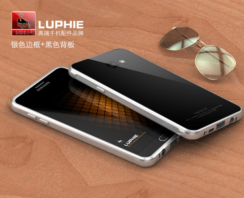 Luphie Aircraft Aluminum Metal Frame 9H Tempered Glass Back Cover Case for Samsung Galaxy A7 (2016) A7100