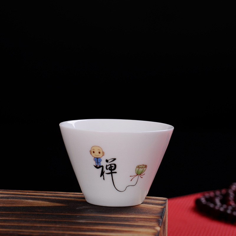 高白功夫茶杯 创意陶瓷品茗杯 青花茶具杯子批发定制|ms