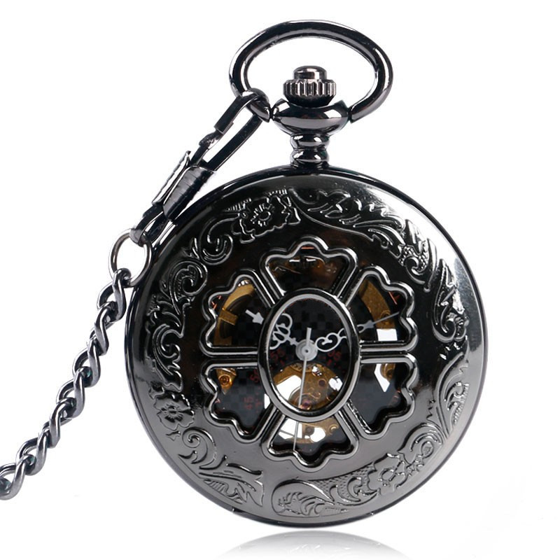 Christmas gift mechanical pocket watch fashion Skeleton clock Luxury Pocket Watch flower hand winding care pocket watch manufacturers