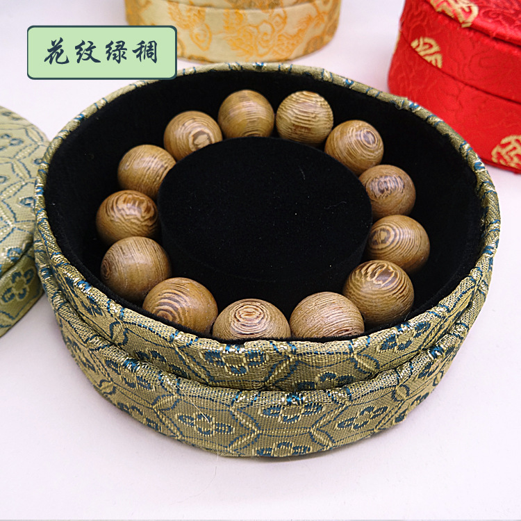 厂家直销圆形绸布盒锦盒手串念珠佛珠盒工艺礼品摆件盒