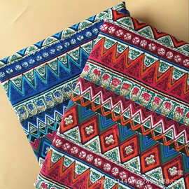 厂家直销 亚麻布 红 蓝色民族风 桌布 抱枕布 工艺品用布