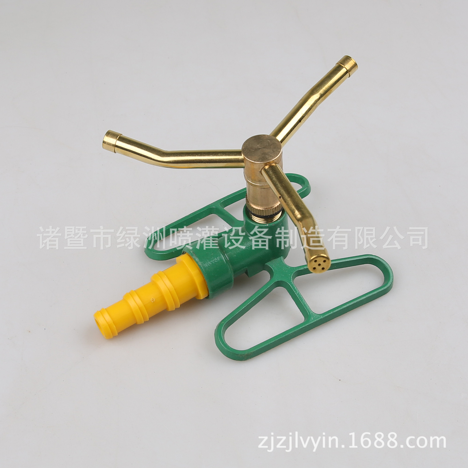厂家直销 铜旋转三叉喷头+锌合金底座  360度自动旋转水景喷头