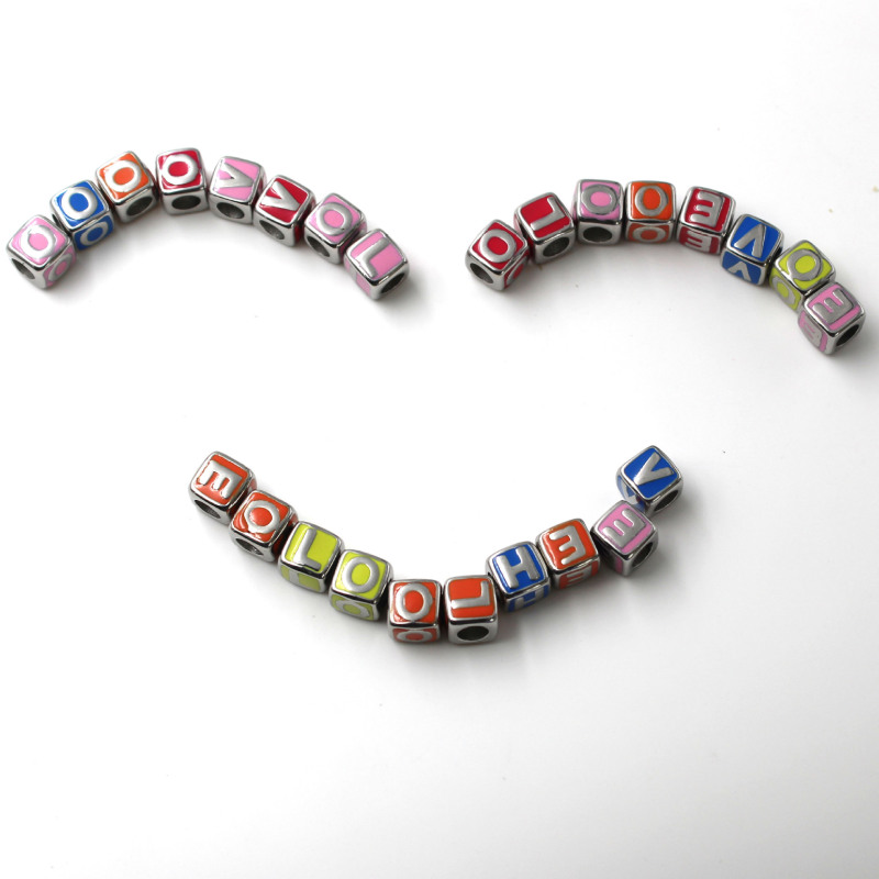 diy Pandora Beads 5.0 Hole Stainless Steel Accessories English 26 Letters