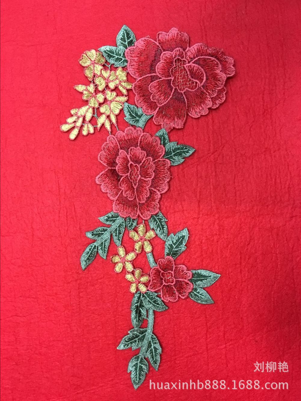 彩色线绣花新款彩色花袖口花胸口花厂家自产自销服装辅料花边镶边