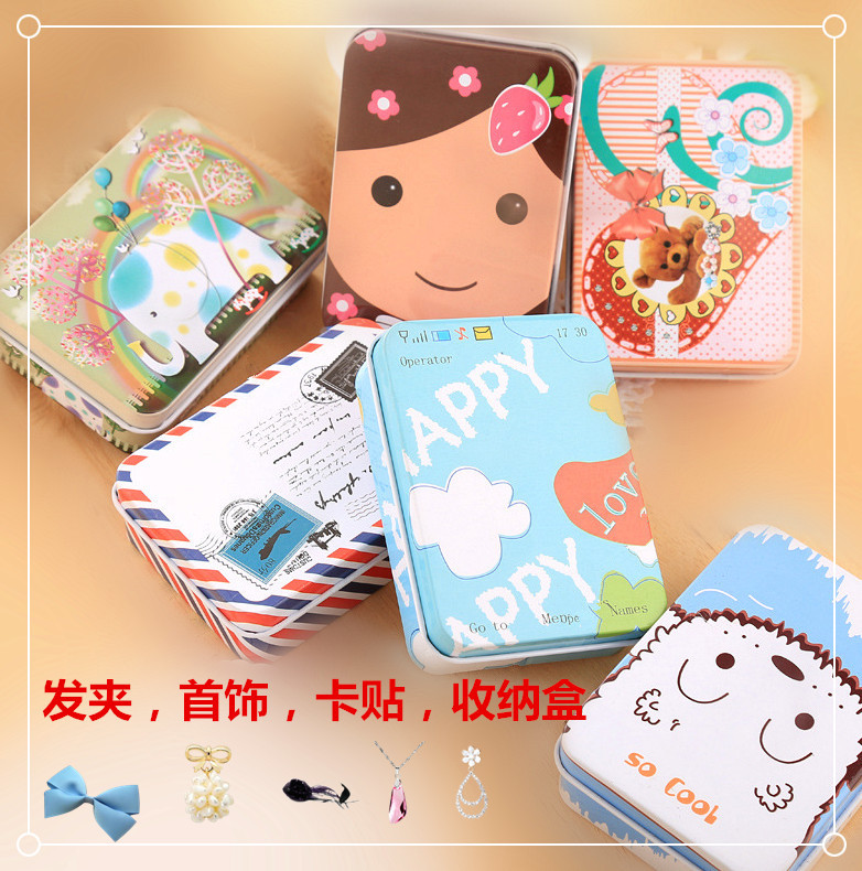 厂家直供长方形马口铁盒卡通饰品包装小铁盒 卡贴收纳盒铁盒批发