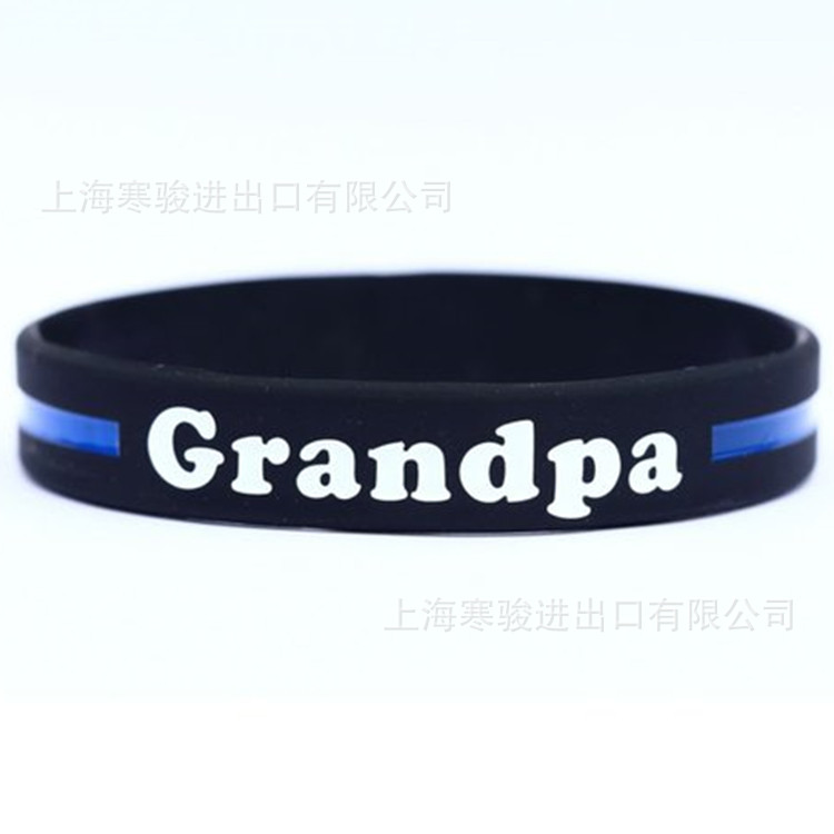 Grandpa Thin Blue Line  硅胶手环 蓝色线条 爷爷 手腕带