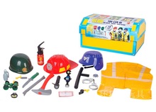 警察军事消防工具盒 仿真衣服 塑料头盔灭火套装 儿童过家家玩具