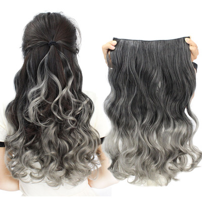  Wig female color wig piece spot dyed one piece five card hair piece gradient traceless color hair piece long curly hair