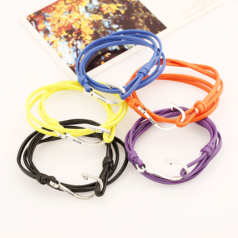 Nautical Navy Fishhook Alloy Bracelet Couple Fishhook Bracelet