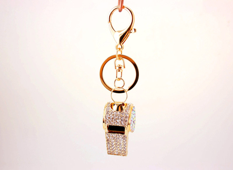 Korean  Creative Craft Small Gifts Diamond-studded Whistle Keychain display picture 2