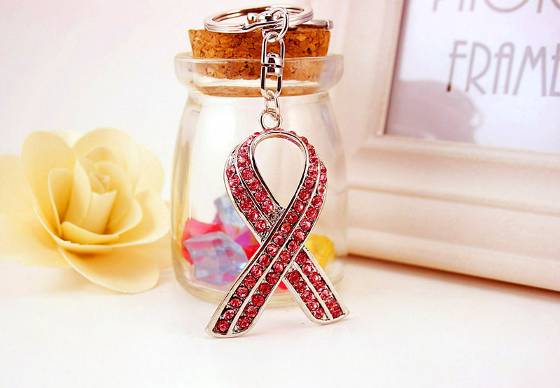 Korean  Creative Red Ribbon Crystal  Keychain display picture 4