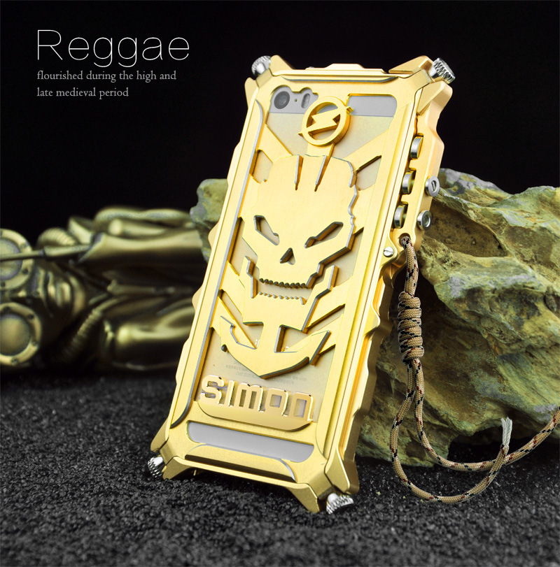 SIMON Mechanical Arm Skull Punk Premium Aluminum Metal Bumper Shockproof Case Cover for Apple iPhone SE/5S/5