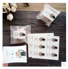 清新花瓶THANK YOU封口貼/DIY中秋禮品飾貼紙感謝貼紙批發6枚