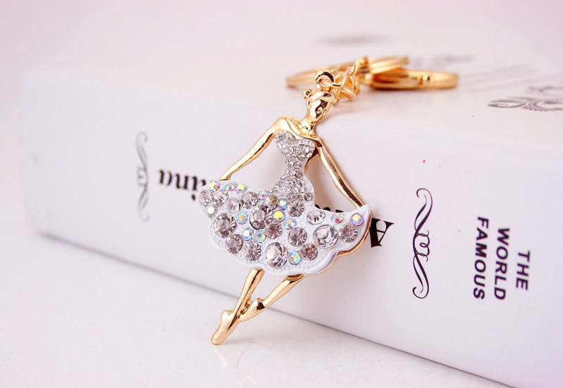34g Weight Bag Charms Bag Accessories Type Rhinestones Inlay Material Alloy Material Human Pattern Kuxi Ornament Alloy Rhinestone Ballet Girl Car Key Ring Women Bag Accessories Key Chain Small Gift 7