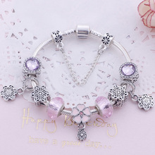 LAZADA熱銷飾品 diy粉色水晶手鏈 韓版串珠飾品送女友情人節手飾