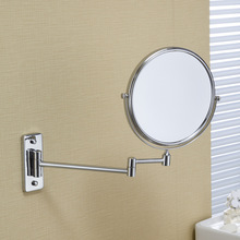 全铜浴室化妆镜 双面壁挂折叠镜卫生间伸缩镜子 八寸梳妆镜美容镜