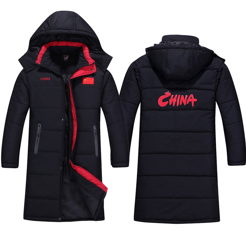 中国国家队足球冬训长款棉大衣加厚运动棉服户外儿童男女冬装外套|ru
