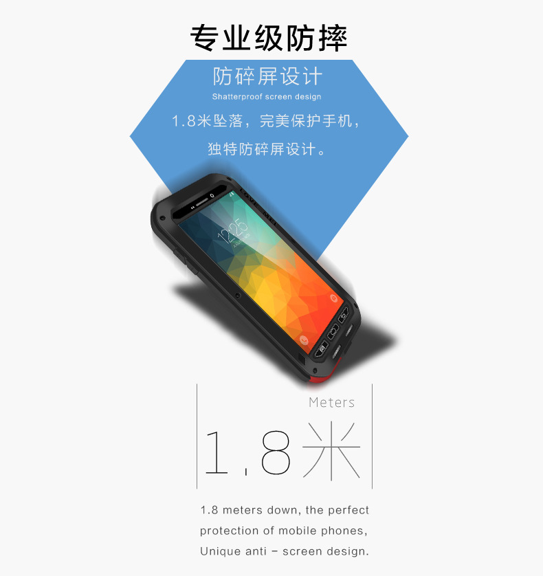 LOVE MEI Powerful Water Resistant Shockproof Aluminum Metal Heavy Duty Case Cover for Samsung Galaxy Note 5