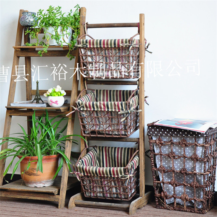 零食收纳架木制吊篮报刊杂志收纳篮收纳木架展示架储物