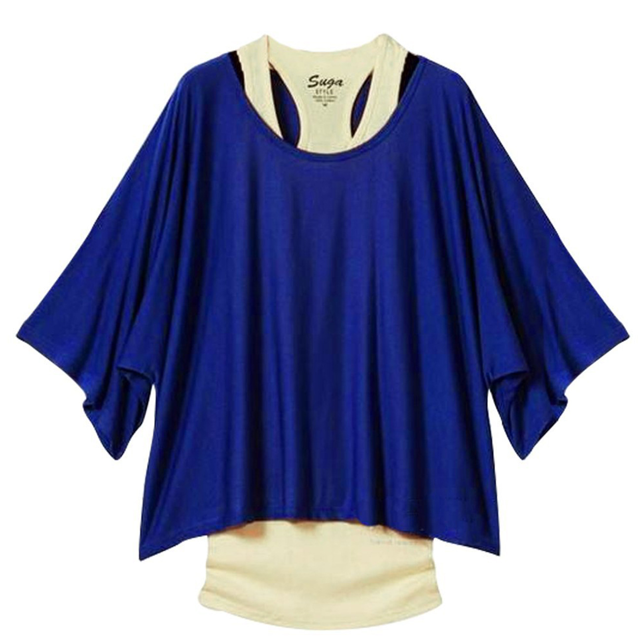 【欧美女装蝙蝠袖大码宽松时尚胖人女装 短袖