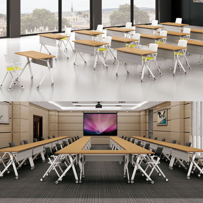 厂家直销多功能折叠移动带轮培训桌拼接式时尚会议培训台|ms