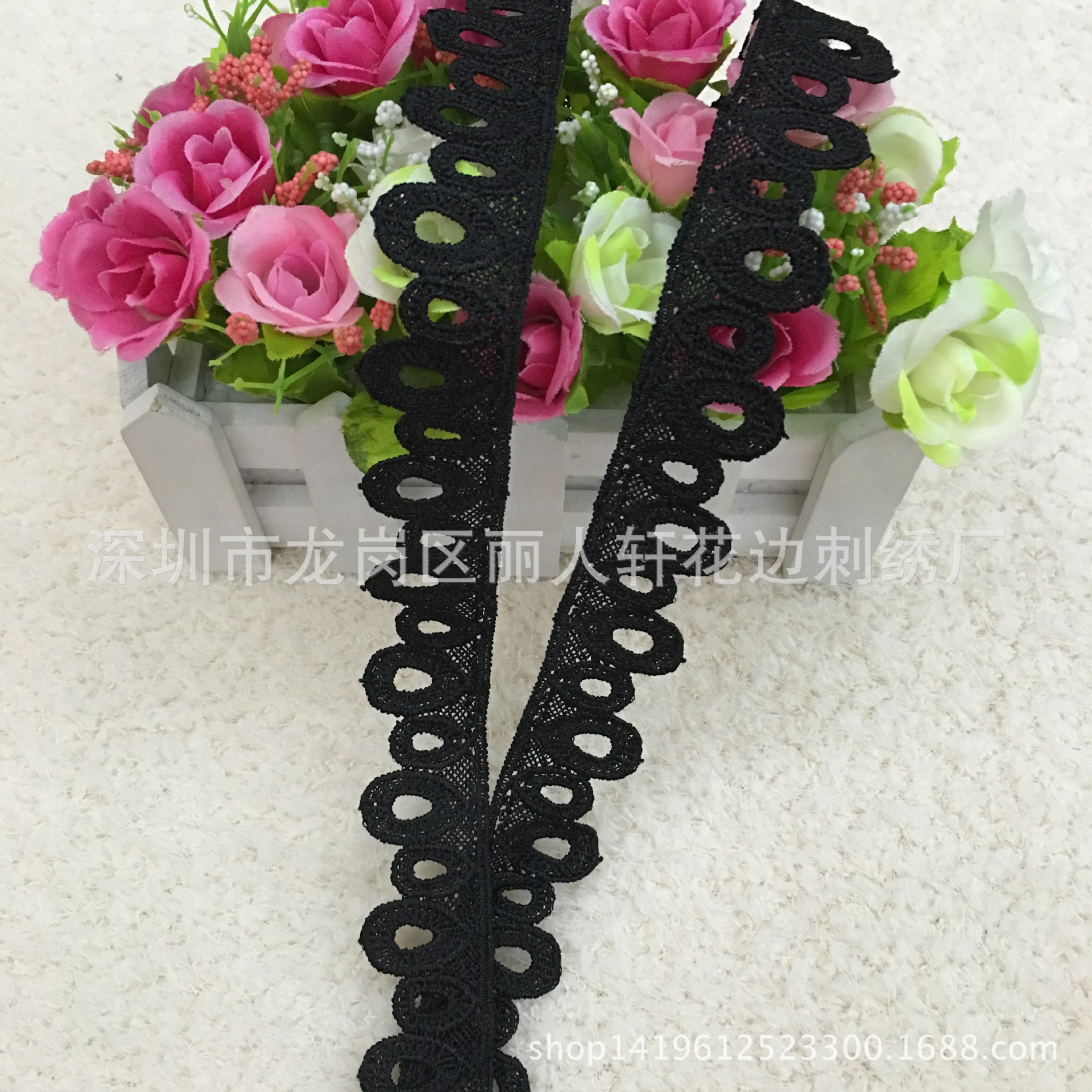 服装花边辅料 涤光单边小条码 diy蕾丝饰品花边 水溶刺绣涤光条码