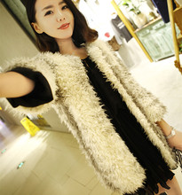 中长款皮草外套韩版仿滩羊毛圆领七分袖杨幂同款特价批发一件代发